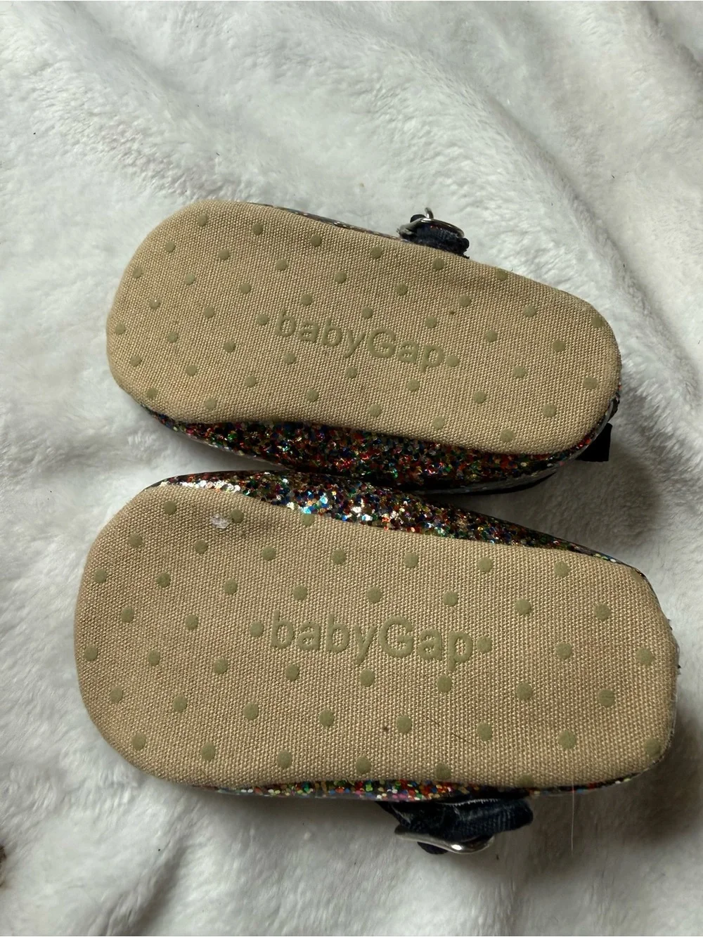GAP Girls Navy Mary Jane Glitter Flats - Multicolor Sparkle